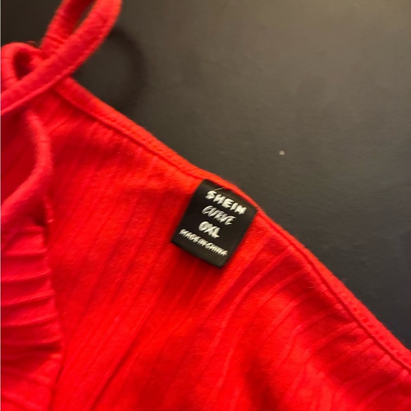 Red Ribbed Crop Top - Picture 3 of 3